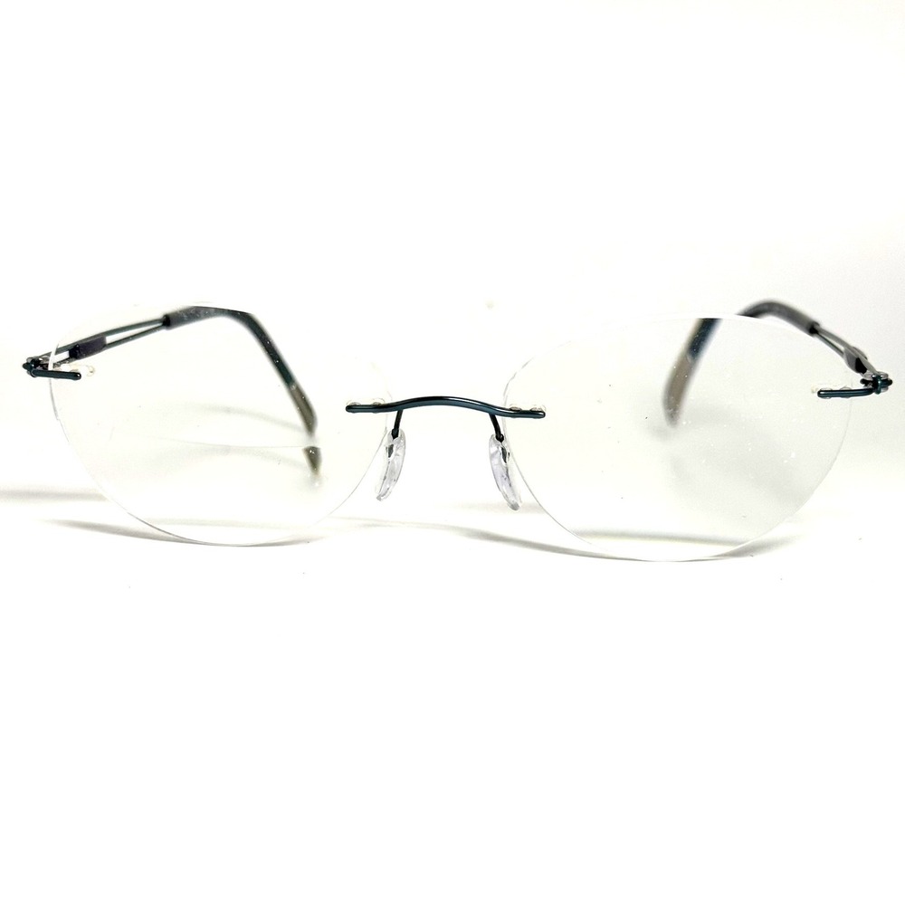 Silhouette 5521 70 5040 Rimless Oval Eyeglasses Blue Teal Frame 50 17 135